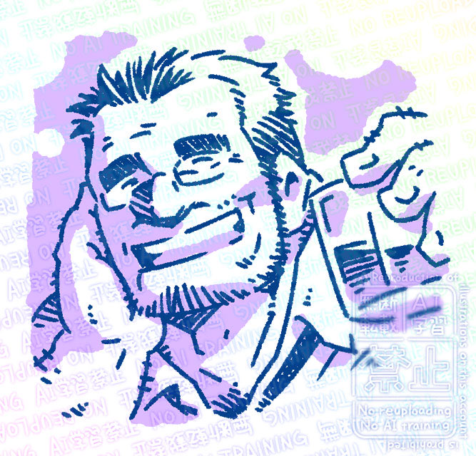 #ヒゲ版深夜の真剣お絵描き60分一本勝負 
お題
【無精髭と笑いじわ】

今日も一日