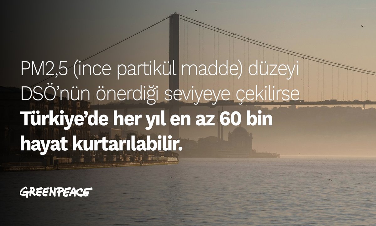 PM2,5 düzeyi DSÖ’nün önerdiği seviyeye çekilirse Türkiye’de her yıl en az 60 bin hayat kurtarılabilir.
Hava kirliliği, her 8-9 dakikada 1 kişinin ölümünden sorumlu.

- KOAH ölümlerinin %41,3’ü,
- Kalp hastalıklarına bağlı ölümlerin %27,7’si,
- İnme kaynaklı ölümlerin %27,4’ü,
-
