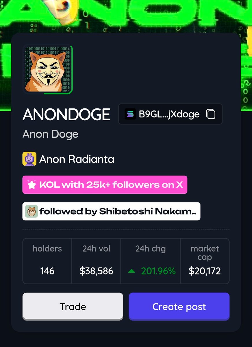 Jocorama's tweet image. $Anondoge is actually wild when you look closer 👀🔥

1. One of the earliest coins launched on @anoncoinit Launchpad back in August.

2. The dev is so OG that even Dogecoin founder @BillyM2k follows him.

3. $Doge face + joker-style mask = iconic funny vibes 🤡🐶

4. Marketcap…