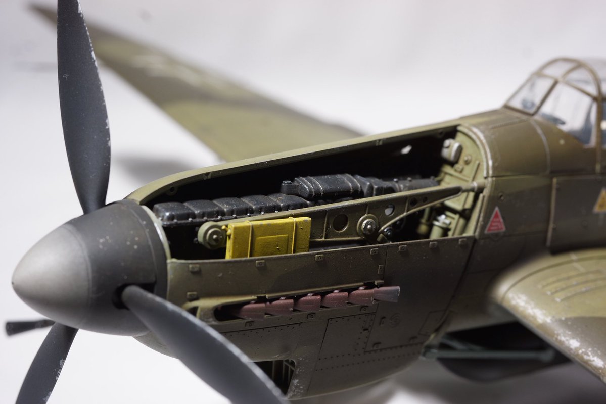 seven321456's tweet image. 1/35 Border ju87g World War II German dive bomber completed, adding Edward&apos;s color etching pieces and metal 37mm machine gun #WW2 #Germany #modelplane