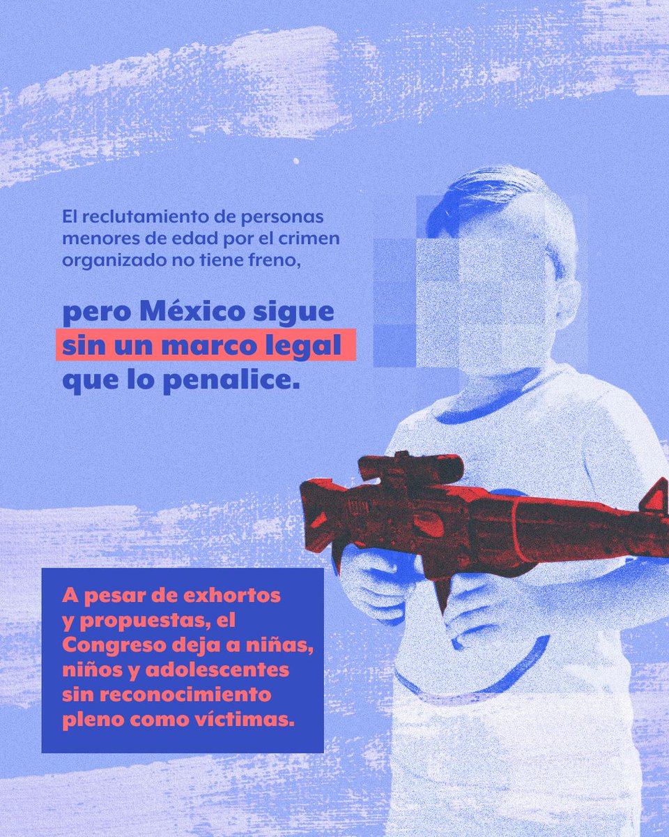 Pajaropolitico's tweet photo. El reclutamiento de personas menores de edad por el crimen organizado no tiene freno, pero México sigue sin un marco legal que lo penalice. 

A pesar de exhortos y propuestas, el Congreso deja a niñas, niños y adolescentes sin reconocimiento pleno como víctimas. https://t.co/sjqLHdwugl