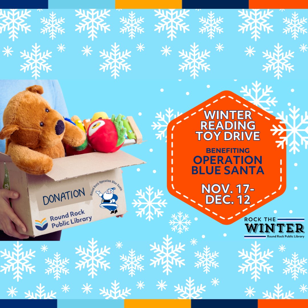 🎁📖 Kick off Winter Reading with giving! Drop new, unwrapped toys at #MYRRPL 3rd-floor desk 11/17–12/12 🧡 

🎁📖 ¡Comienza la Lectura de Invierno dando alegría! Trae juguetes nuevos y sin envolver al mostrador del 3er piso de #MYRRPL del 17/11 al 12/12 🧡