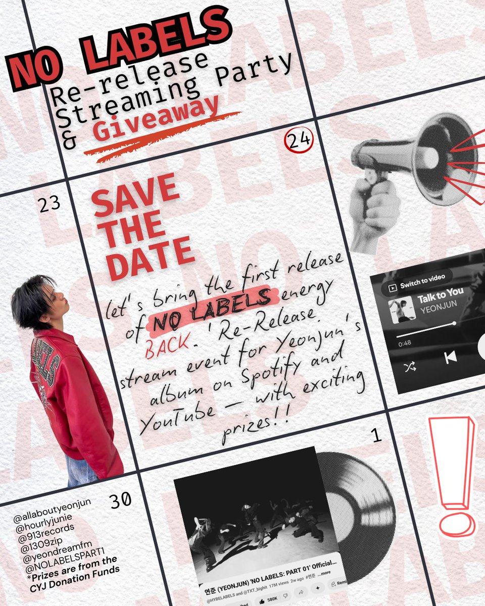 yeondreamfm's tweet photo. 🎉 NO LABELS WORLDWIDE STREAMING GIVEAWAY! 🎉

Let’s bring back the NO LABELS energy 
Stream &amp; WIN $ prizes 
📆 Starts Nov 24 ⏰ 09:00 KST
📝 Details &amp; rules? 👉 Check the poster

NO LABELS STREAM PARTY
#NoLabelsGIVEAWAY
DO IT LIKE YEONJUN
#NOLABELS_BEYOND https://t.co/rpRmxXhAFR