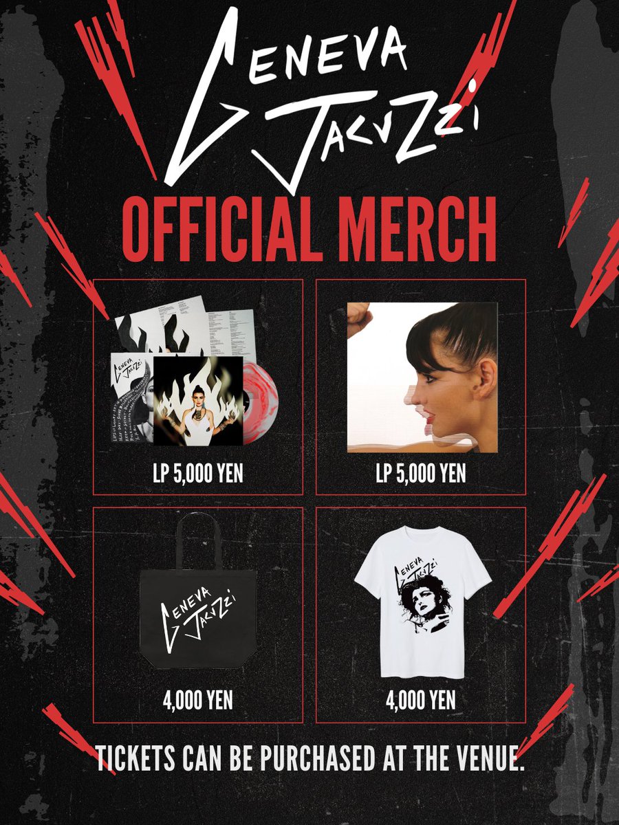 HANDSANDMOMENT's tweet image. ◤◢◤◢◤◢◤◢◤◢◤◢◤◢
　　　　𝔒𝔣𝔣𝔦𝔠𝔦𝔞𝔩 𝔐𝔢𝔯𝔠𝔥
◤◢◤◢◤◢◤◢◤◢◤◢◤◢

『PØRTAL TOKYO 2025』
Geneva Jacuzziの公式March公開！
なんとSecret Demosがあります！

≪限定≫
Geneva Jacuzzi TourTシャツ
Geneva Jacuzzi Tourトート

Triple Fire Vinyl 5000円…