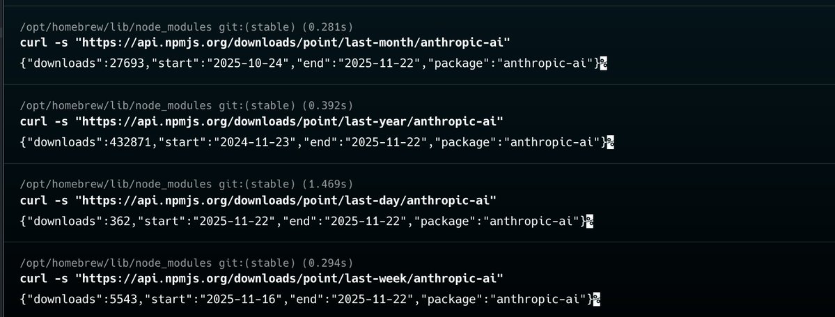 h4ck2s3c's tweet image. Bugün claude code güncellemesi yapayım derken pakette hata aldım. Çözüm ararken fark ettim ki zamanında anthropic-ai npm paket adını bir Çinli geliştirici kapmış :D tam bir typosquatting vakası. İşin kötüsü, paket bu yıl 430 bin indirme almış. Ne şans ama… @ işareti önemli....