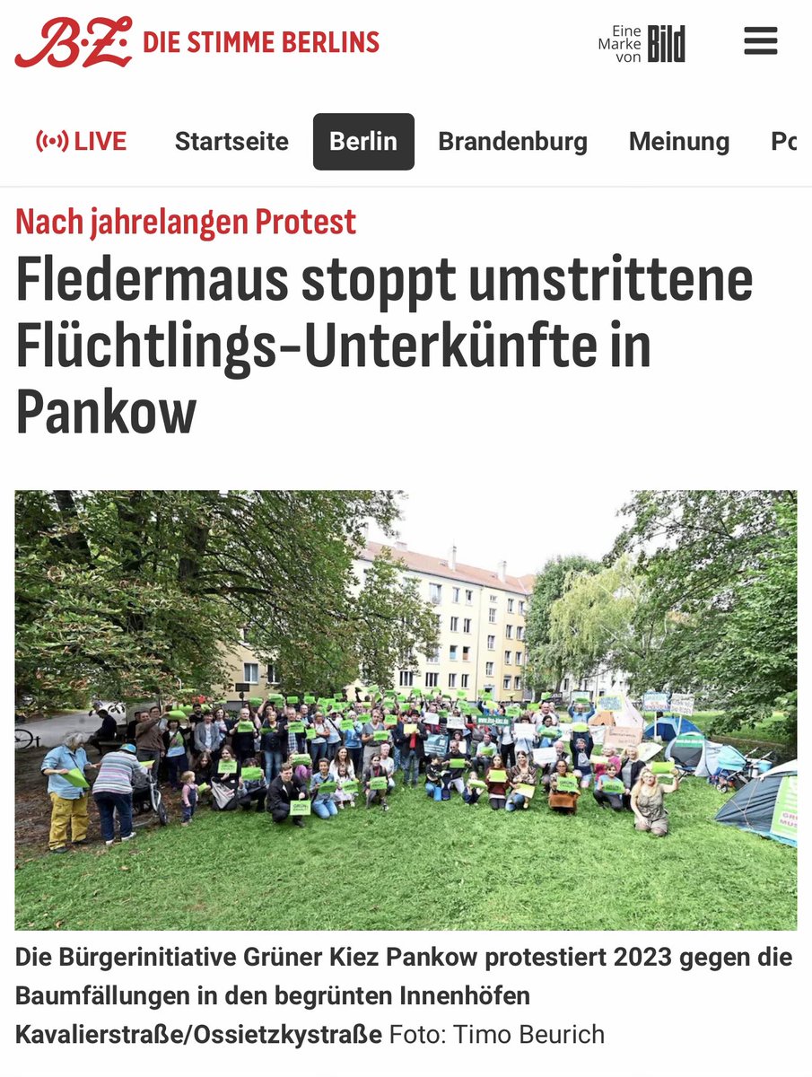 Team „Wir haben Platz!“ hat vor der eigenen Tür gerade noch schnell eine Fledermaus gefunden. Natürlich ging es ausschließlich um das Tier und nicht um den Erhalt des eigenen backyards … 🫠 bz-berlin.de/berlin/flederm…