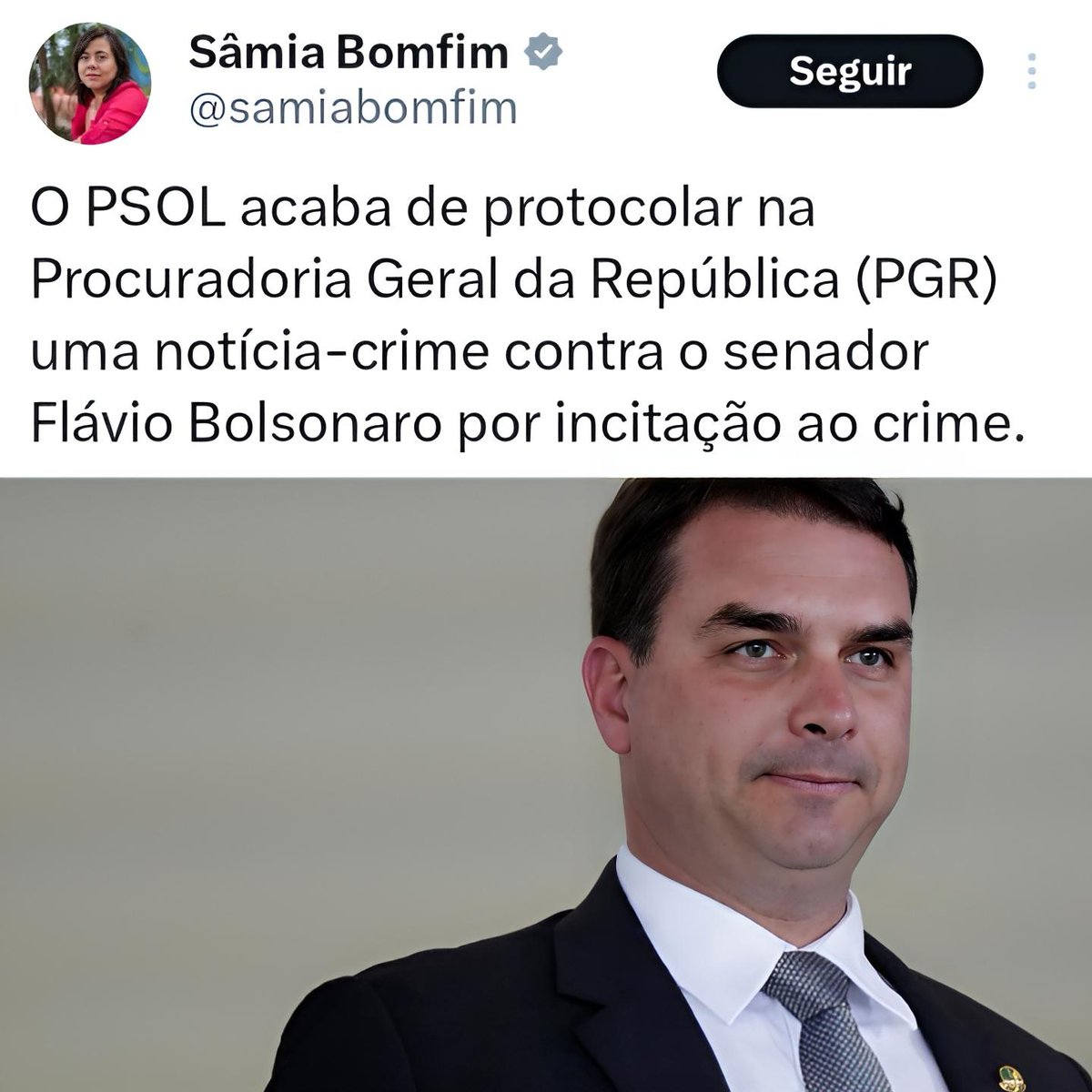"A situação está se complicando, gente. A deputada SÂMIA <a href="/samiabomfim/">Sâmia Bomfim</a> está LITERALMENTE tentando transformar uma manifestação RELIGIOSA em CRIME. 

Esse é um mal que deve ser cortado IMEDIATAMENTE. Caso contrário, a CRISTOFOBIA vai avançar nesse país.