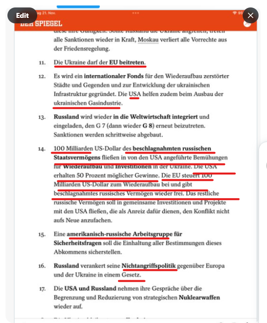 freddavid2406's tweet image. Man kann Vance jetzt leider nicht widersprechen. Allerdings geht der Plan nicht allein völlig zu Lasten der Ukraine, sondern Europas generell.  Und völlig zugunsten der USA und Russlands. Pt. 14 zeigt klar. was dahinter steht, inkl Zugang zu Seltenen Erden faz.net/aktuell/politi…