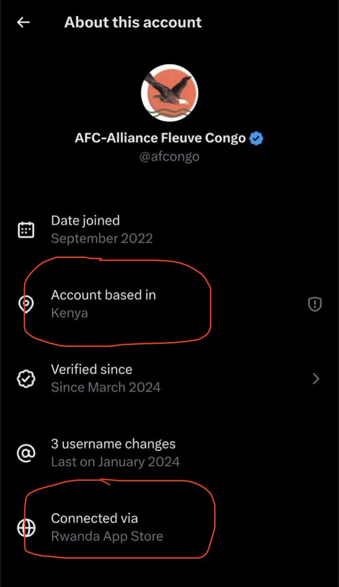 Cap_Brave's tweet image. Ce compte de AFC a été ouvert au Kenya, mais l’activité provient clairement du Rwanda. C’est l’œuvre de l’armée numérique de #PaulKagame, parfaitement rodée pour manipuler, détourner et fabriquer des narratifs au service de leur agenda. Leur implication ne fait plus aucun doute.