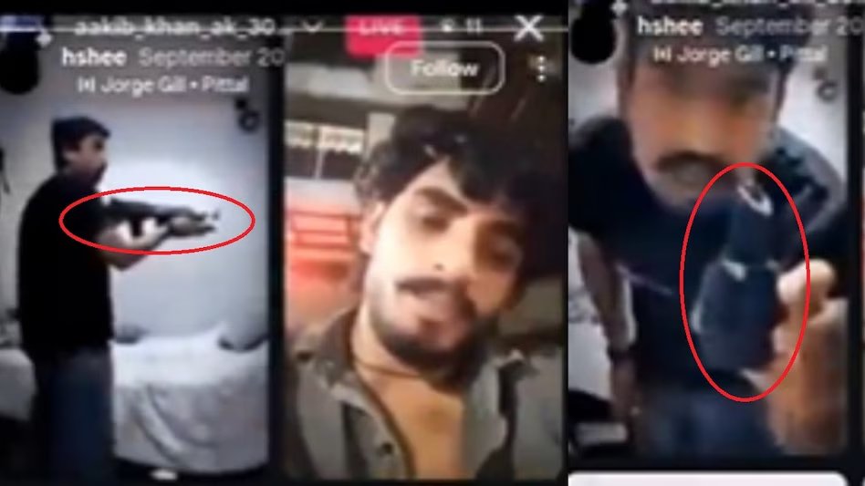 aajtak's tweet image. इंस्टाग्राम पर AK-47 और ग्रेनेड की नुमाइश! विदेश में बैठे मेरठ-बिजनौर के दो युवक पर पुलिस का शिकंजा, साइबर सेल हाई अलर्ट पर

ख़बर intdy.in/5anqfx

#Meerut #Bijnor #InstagramVideo #AK47