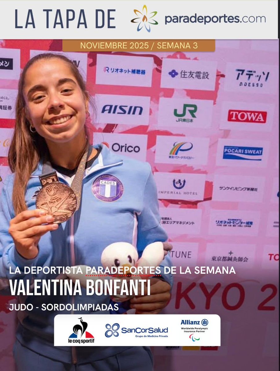 ParaDeportesOK's tweet image. LA DEPORTISTA PARADEPORTES DE LA SEMANA: VALENTINA BONFANTI

➡️ Valentina Bonfanti (-70 kg) ganó la medalla de bronce en judo en las Sordolimpiadas de Tokio, la primera para la delegación argentina en Japón.