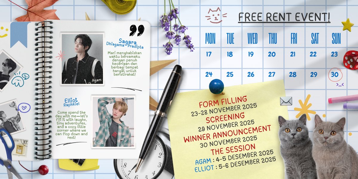 agamdipta's tweet image. ᅠᅠ 
— 𝗙𝗿𝗲𝗲 𝗥𝗲𝗻𝘁 𝗘𝘃𝗲𝗻𝘁 𝗔𝗴𝗮𝗺 𝘅 𝗘𝗹𝗹𝗶𝗼𝘁
A small year-end treat: a free rent to celebrate the last chapter of the year. Sweet, simple, and from the heart. Let’s wrap this year in something warm. 
ᅠᅠ