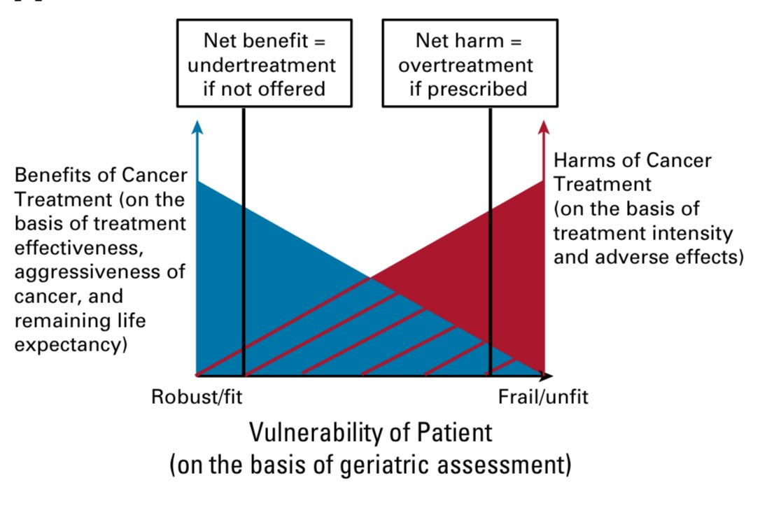 DrRaulCordoba's tweet image. Benefits of cancer treatment are a function of the effectiveness of the treatment, the aggressiveness of the cancer, and the remaining life expectancy of the patient. Harms of a particular treatment are a function of treatment intensity and adverse effects.

#geriheme #gerionc
