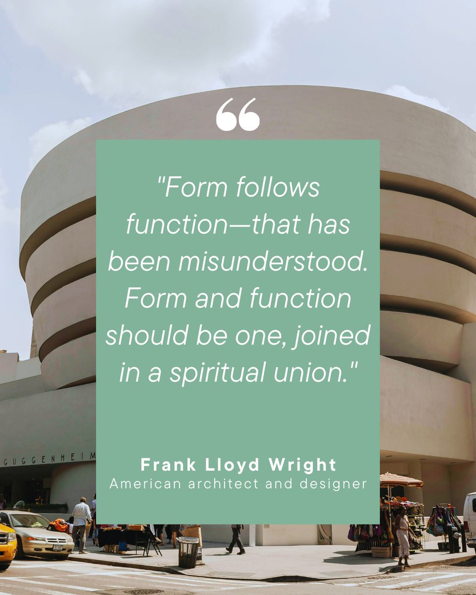 TheOttGroup's tweet image. &quot;Form follows function—that has been misunderstood. Form and function should be one, joined in a spiritual union.&quot;
― Frank Lloyd Wright 

#FormAndFunction #DesignInspiration #ArchitectureLovers #FrankLloydWright #BlackAndWhite #TimelessDesign