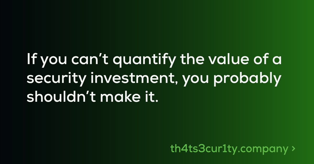 th4ts3cur1ty's tweet image. We help you adopt a business-centric defence approach, ensuring every penny spent protects revenue streams and delivers measurable value.

Want measurable value? Let&apos;s talk ROI.

#cybersecurity #InfoSec