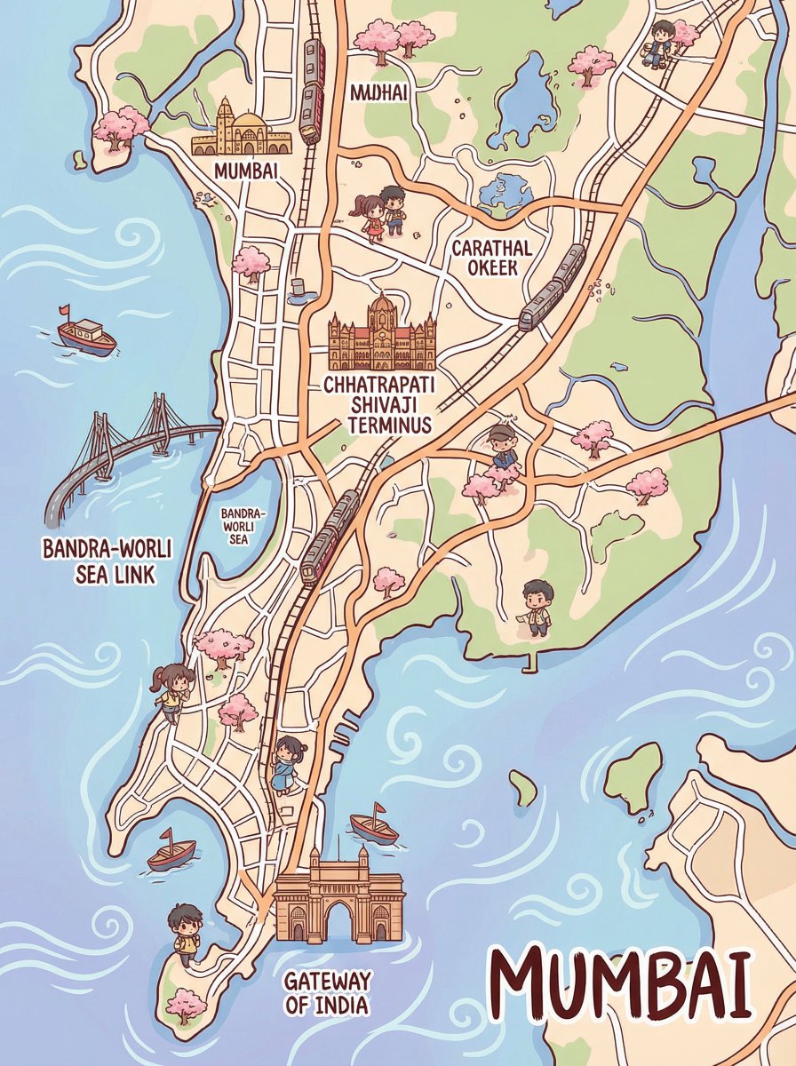 sidharthgehlot's tweet image. Anime Style Map of Delhi &amp;amp; Mumbai.