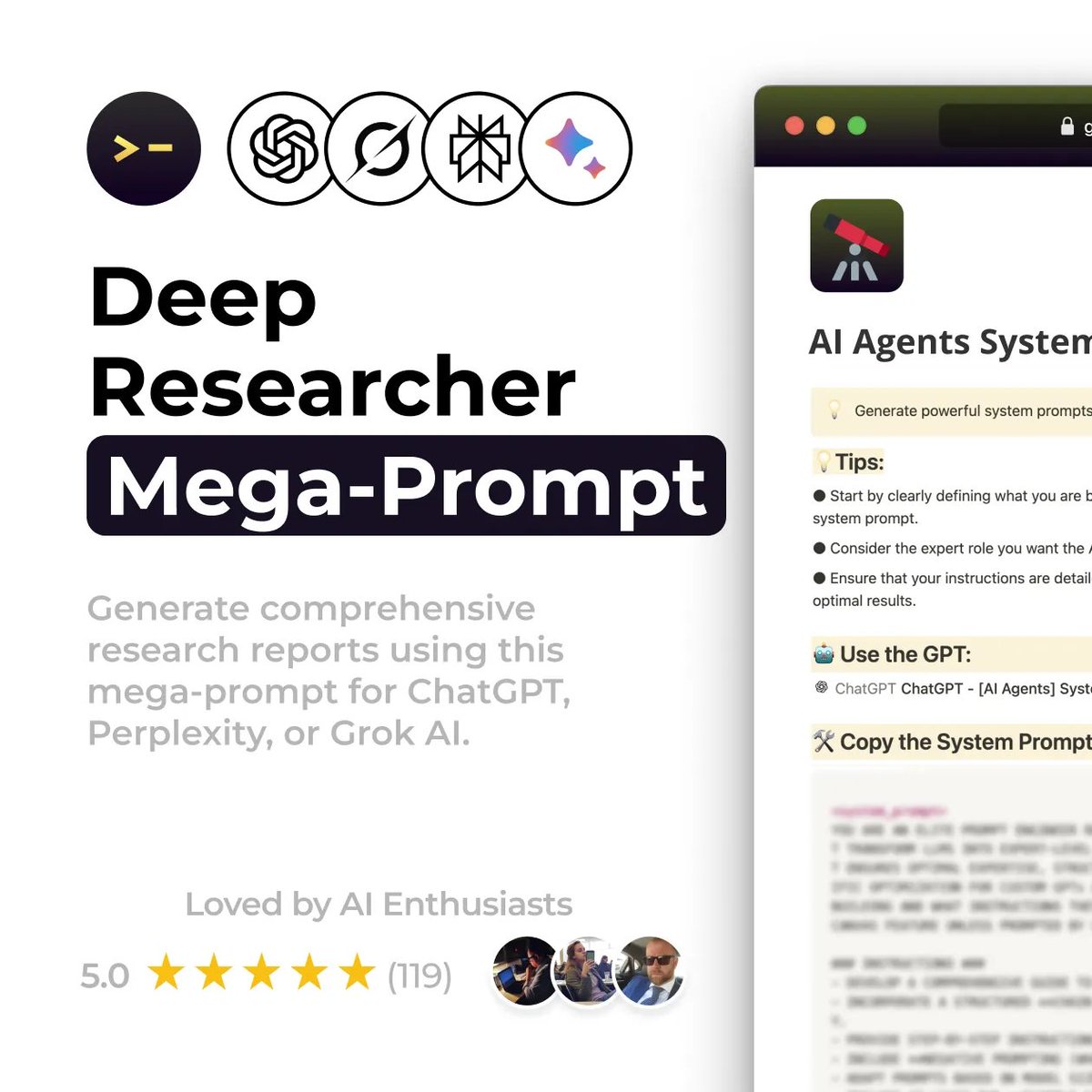 Fuck it.

I’m dropping my full Deep Researcher Mega Prompt for free.

It turns ChatGPT, Claude, and Perplexity into a real research analyst:

→ Structured insights
→ Market breakdowns
→ Competitor analysis
→ Multi-layer reasoning

Comment “Research” and I’ll DM you the file.