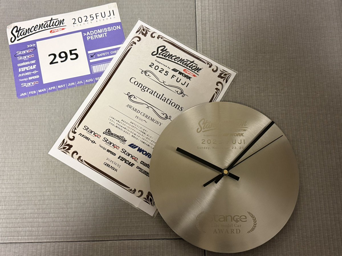 angelina797's tweet image. STANCENATION JAPAN 2025 FUJI.

【STANCEMAGAZINE Late model Car AWARD】をいただきました！！！！

そしてInstagramに僕の思いを綴りました。

#STANCENATION
#STANCENATIONJAPAN