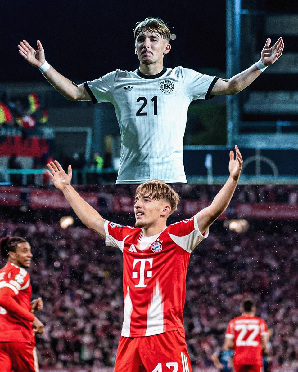 𝟲 𝗴𝗼𝗮𝗹𝘀 𝗶𝗻 𝟴 𝗮𝗽𝗽𝗲𝗮𝗿𝗮𝗻𝗰𝗲𝘀 𝗳𝗼𝗿 𝗟𝗲𝗻𝗻𝗮𝗿𝘁 𝗞𝗮𝗿𝗹 💎

🇩🇪 Germany U21s: ⚽️⚽️⚽️
❤️ FC Bayern: ⚽️⚽️⚽️

Young baller 💫
