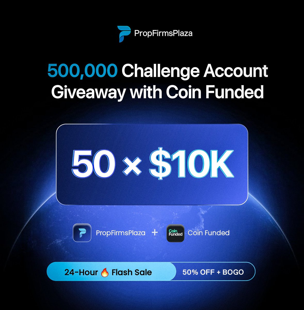 propfirmsplaza's tweet image. 🎁 50 × $10,000 Challenges Giveaway
In partnership with @coinfundedprop 🚀

- Follow @propfirmsplaza
- Like, Repost &amp;amp; Tag your trader friends 🫂

Fill this form to be eligible! 🔗
forms.gle/HUowUBV27QyQEB…