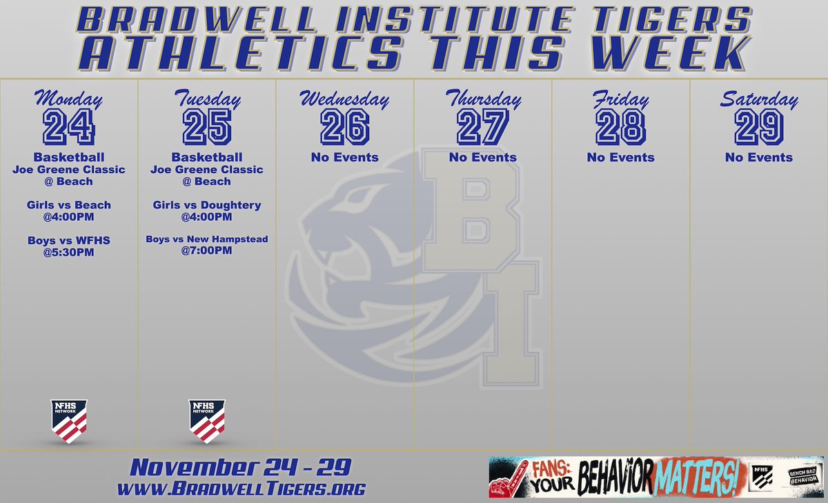Tigers Athletics this week!! Come out and support your Tigers!!! #BIUKnow