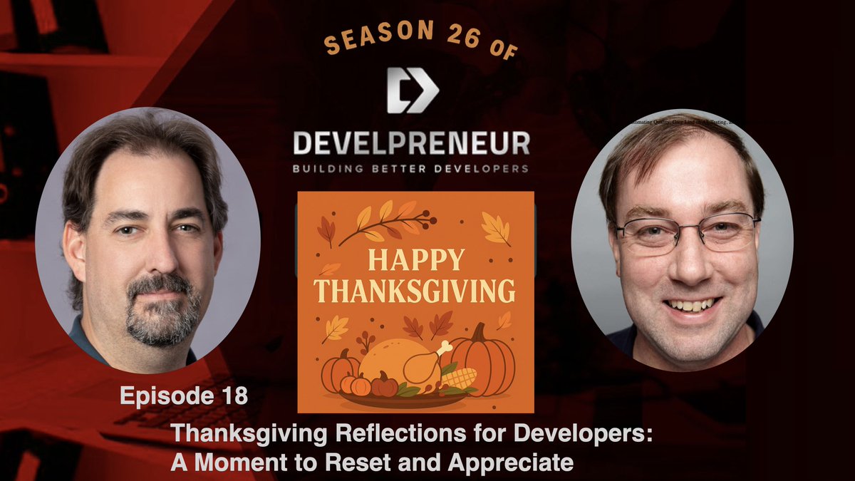 develpreneur's tweet image. We’re sharing our Thanksgiving Reflections for Developers—gratitude, growth, tech, tough lessons, and the people who keep us moving forward. 🍂🦃

Watch here: youtu.be/EFeMSHxgpMk