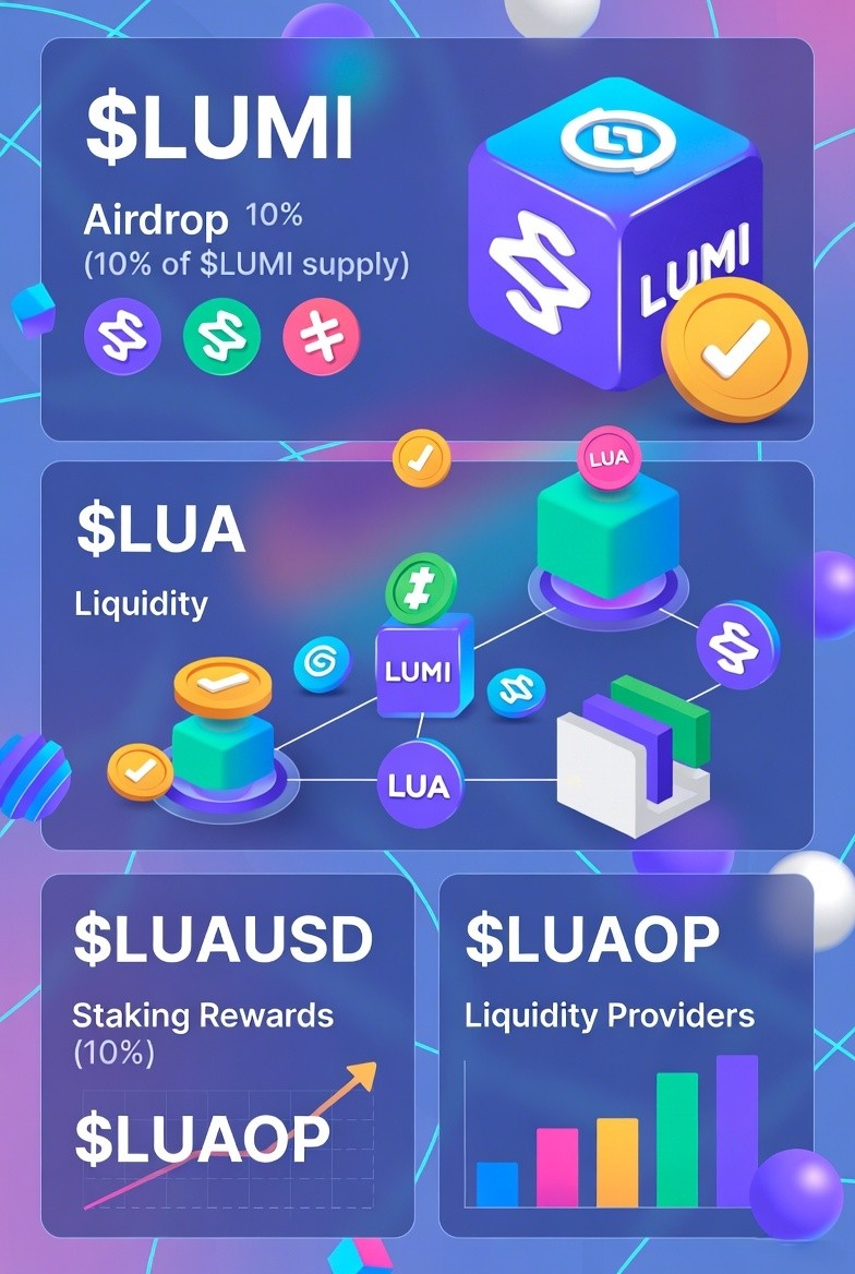 AirdropVentureX's tweet photo. Lumiterra (mainnet arc) x @LumiterraGame @KaitoAI 

🔗Launchpad Link : https://t.co/HxFwYVrMRJ

Project Overview 🌍🎮🤖

• Lumiterra openworld multiplayer survival crafting game built on blockchain
• Players explore vast lands battle monsters farm crops tame creatures collect resources craft items
• Supports solo play cooperative modes with friends
• Customizable heroes talents in combat farming gathering
• Features daily quests challenges immersive storylines diverse climates unique creatures
• Cross-platform access PC mobile console
• Founded 2021 focuses on GameFi integrates DeFi elements open economy AI agents
• Recently launching Survival Season on Monad mainnet starting November 24 2025
• Ingame economy driven by player activities revenue from trading fees IAP

Tokenomics 💰🔄📊

• Token Tickers $LUMI governance token $LUA ingame utility token $LUAUSD stablecoin $LUAOP yield token
• $LUMI Details native ecosystem token total supply 1 billion utilities include governance decisions profit sharing DeFi gaming integration
• $LUA Details powers multiflywheel economic model connects DeFi GameFi players stake to mint $LUAUSD earn trading fee rewards fund bonus pools
• $LUAUSD Details stable ingame currency minimizes volatility used for transactions prices minted via $LUA staking based on floor price
• $LUAOP Details yield for liquidity providers in USDT/$LUAUSD Curve Pool
• Supply Allocation $LUMI 10% allocated to airdrop no detailed breakdown for others $LUA held in AMM for liquidity no fixed supply mentioned
• Economic Model three flywheels DeFi (reservebacked floor price central AMM) GameFi (P2E incentives transaction economy) Player (MMORPG circulation)
• Utilities Rewards transaction fees split to holder pools game bonuses lottery system dynamic ingame pools based on revenue transparent via Dune dashboard
• Reward Structure offgame pools on Merkl onchain tasks item recycling referral program

Sale Info 🛒🚀🎁

• Token Sales no public private presale details available total raise N/A
• Launches $LUMI not yet launched focuses on ecosystem integration $LUA active ingame on Monad
• Airdrops Retrodrops MegaDrop Part 1 active July 18 2025 to January 1 2026 distributes 10% $LUMI supply
• Earning Methods stake ingame assets $LUA daily checkins rank on Kaitto Yappers leaderboard
• Additional Incentives Survival Season rewards include $100k $MON pool transparent structures no lag promised crosschain bridging via Wormhole