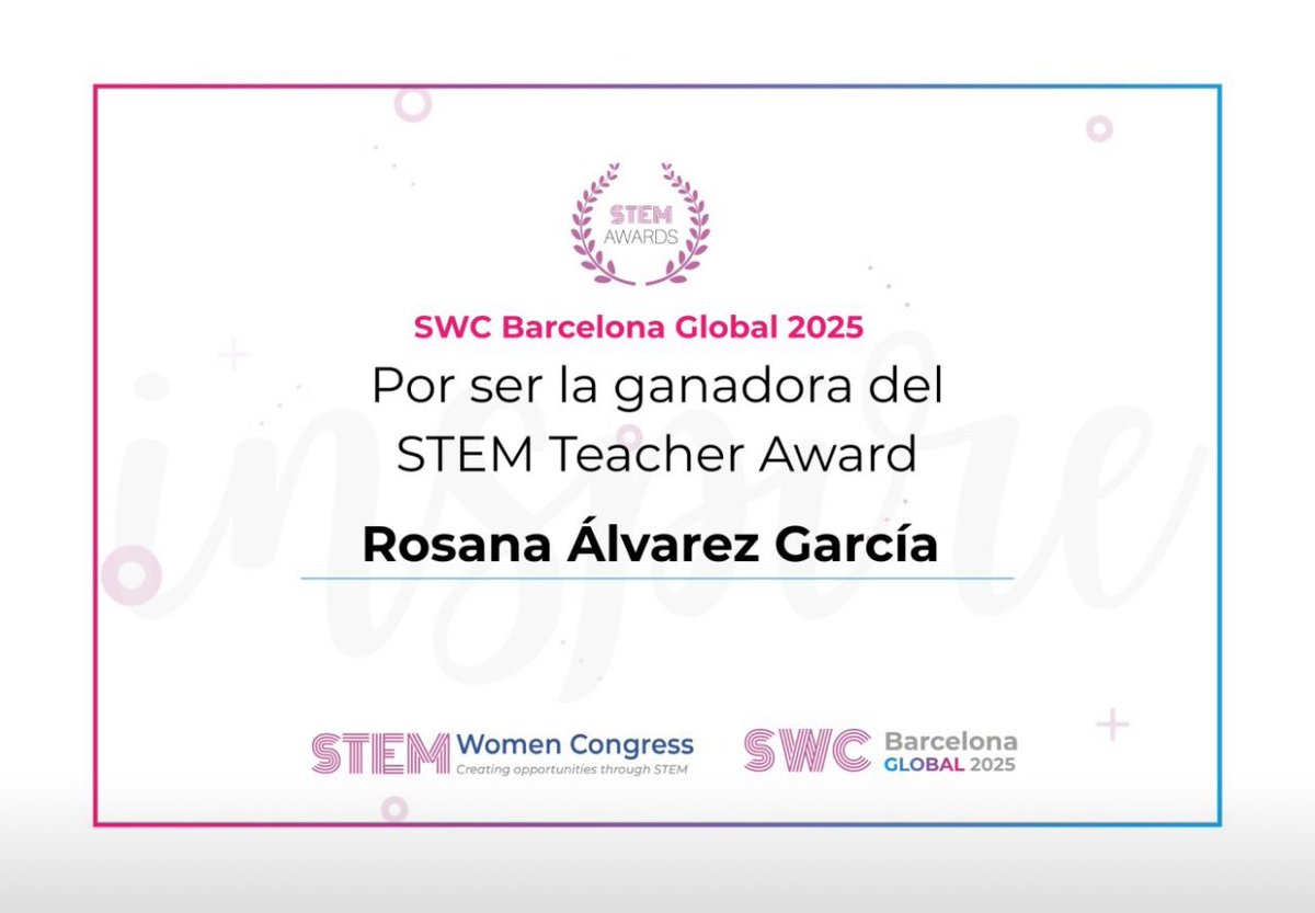Emocionada con el premio concedido por SWC Women Congress en Barcelona.