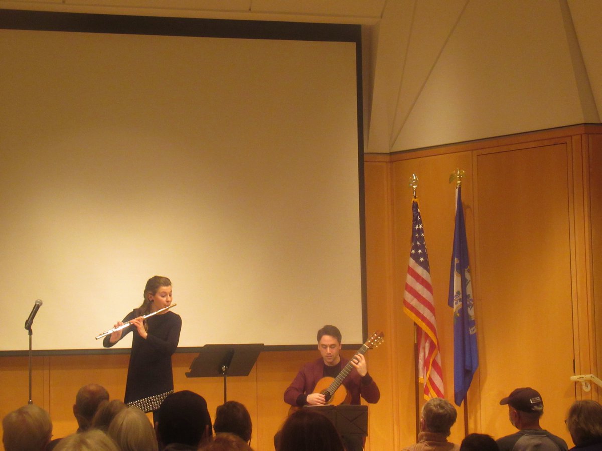 QOTDCT's tweet image. #RecentlyInCT / #RecentConcertsInCT:
Duo Alterity @WiltonLibrary, 11/16/2025,
featuring Allison Hughes on flute and husband Joseph Van Doran on guitar