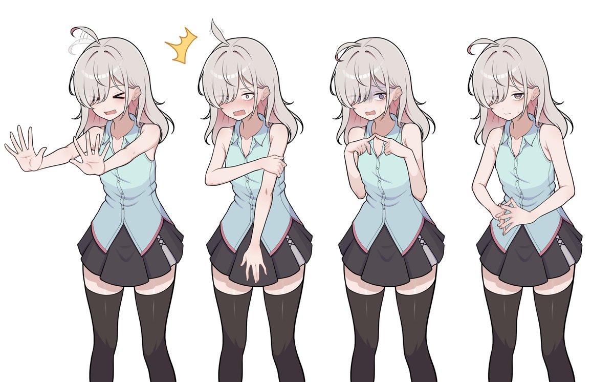 次回作ヒロインのホノミちゃんの立ち絵ができた
今回は腕差分に加えてアホ毛差分を追加してさらに感情表現豊かになるようにした