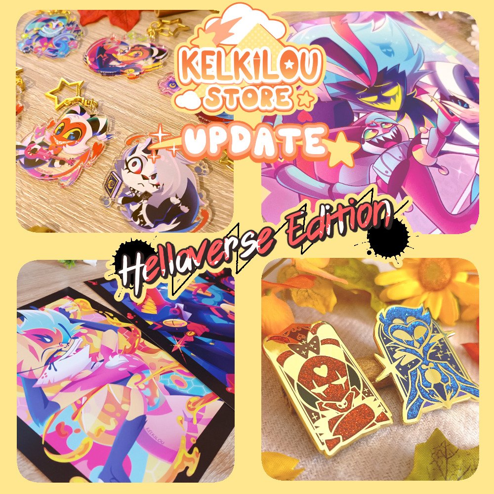 kelkilou's tweet photo. 🎉Hellaverse Store Update Part 2!
That's right folks, there's even MORE Hellaverse goodies falling into my store - and your laps 😈

Featuring my first ever ✨Enamel Pins✨ based on the Look My Way MV!

#Hellaverse #HelluvaBoss https://t.co/azfjleT24j