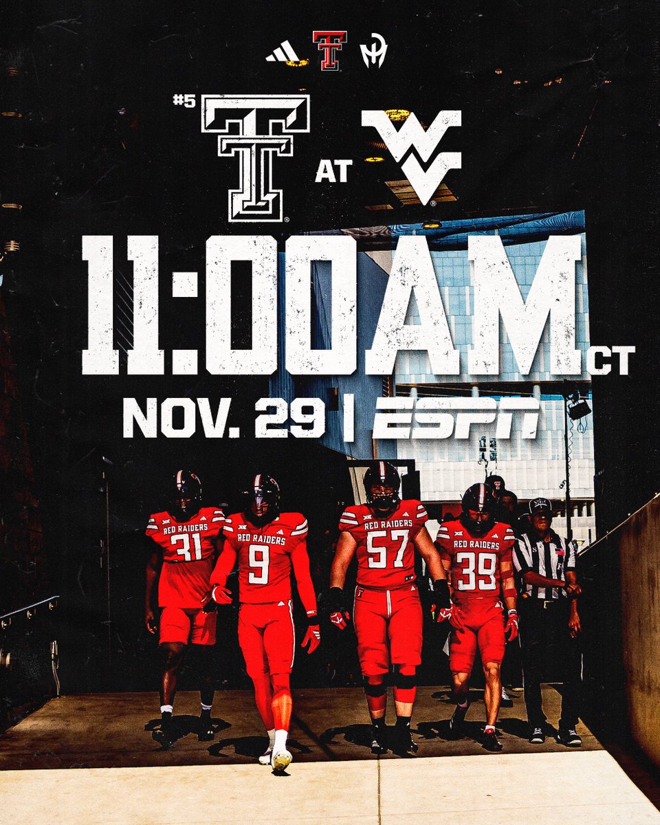 TexasTechFB's tweet image. Kick time for Saturday is set ⏰