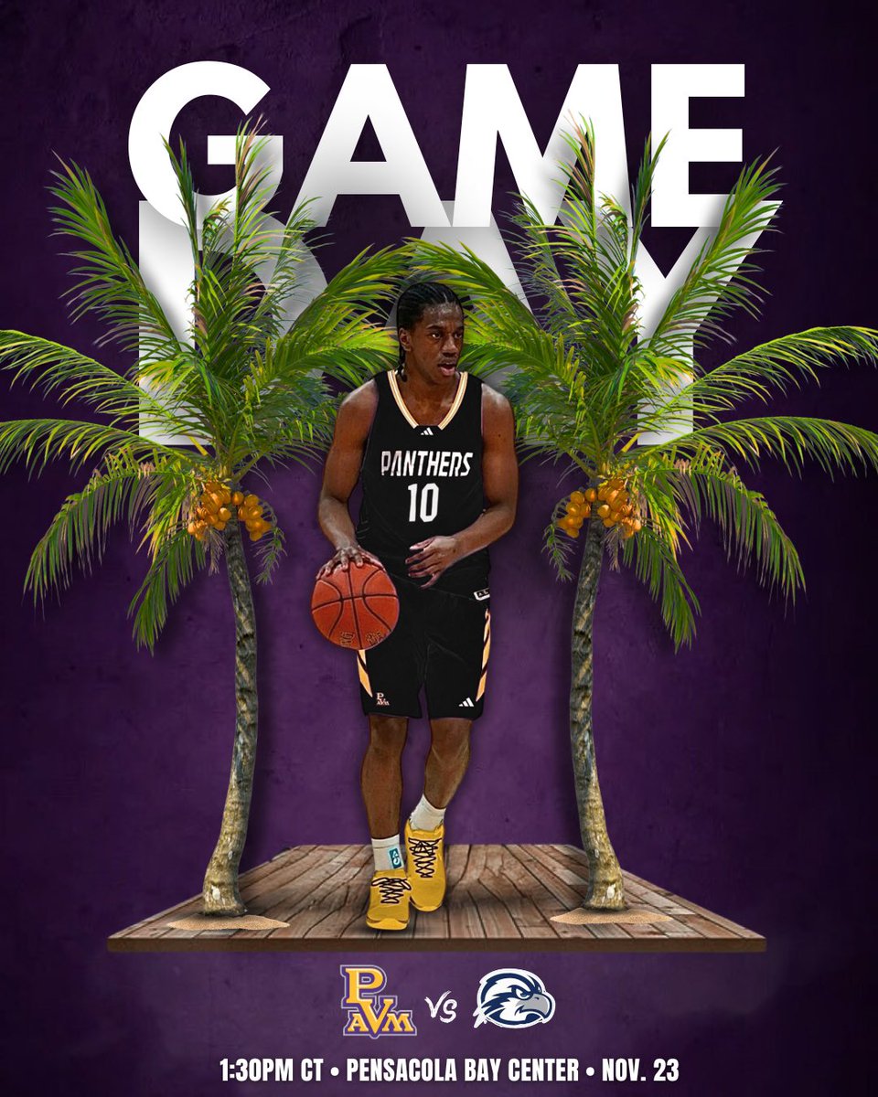 PVAMU_MBB's tweet image. 𝐆𝐀𝐌𝐄𝐃𝐀𝐘!
⁣⁣
🆚 North Florida
🏟️ Pensacola Bay Center 
⏰ 1:30PM [CT]
📺 YouTube
⁣⁣⁣
#PvamuMBB | #PantherPride