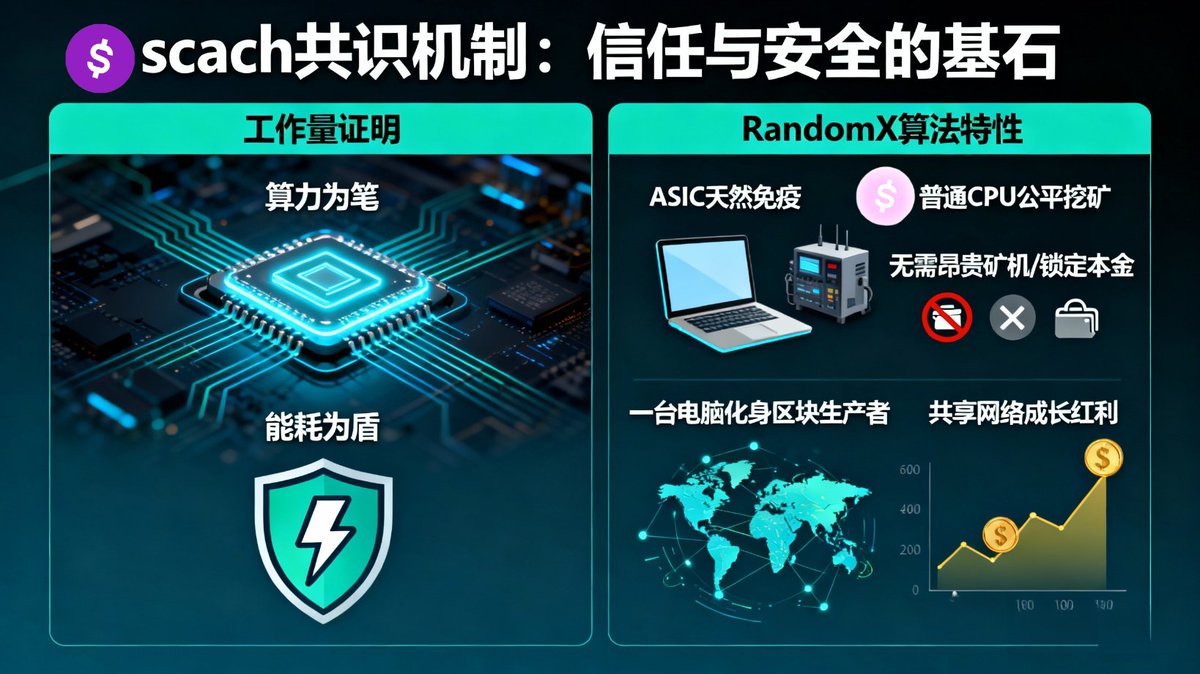 ✅#scash 用 RandomX 算法把“内存+计算”揉成一团，让专用芯片失去魔力，把区块生产权重新交回给笔记本与台式机。
✅2100万上限，越往后，价格就越贵
✅#scash 的出现就是要把算力分散到全球千千万台家用电脑的CPU里，真正实现中本聪完全去中心化“一CPU一票”的愿景t.me/SCASHFANS
#挖矿 #千倍