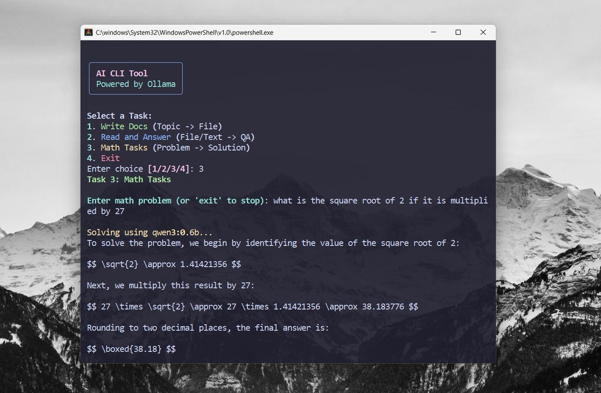 _sarthak_buddy's tweet image. using the python and rich (TUI) library i have created this power toolbox which is powered by #ollama and it really works very great . 

what&apos;s your idea on it ?
