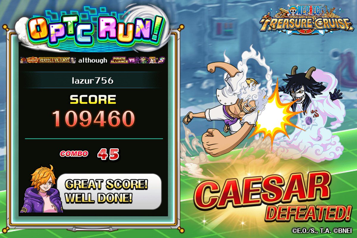 PrzemyslawZakrz's tweet image. Challenging #OPTCRun right now! 
Obtained Score: 109460
Max Combo: 45

Play from here!
trecru-ww.channel.or.jp/invite/en?id=5…
