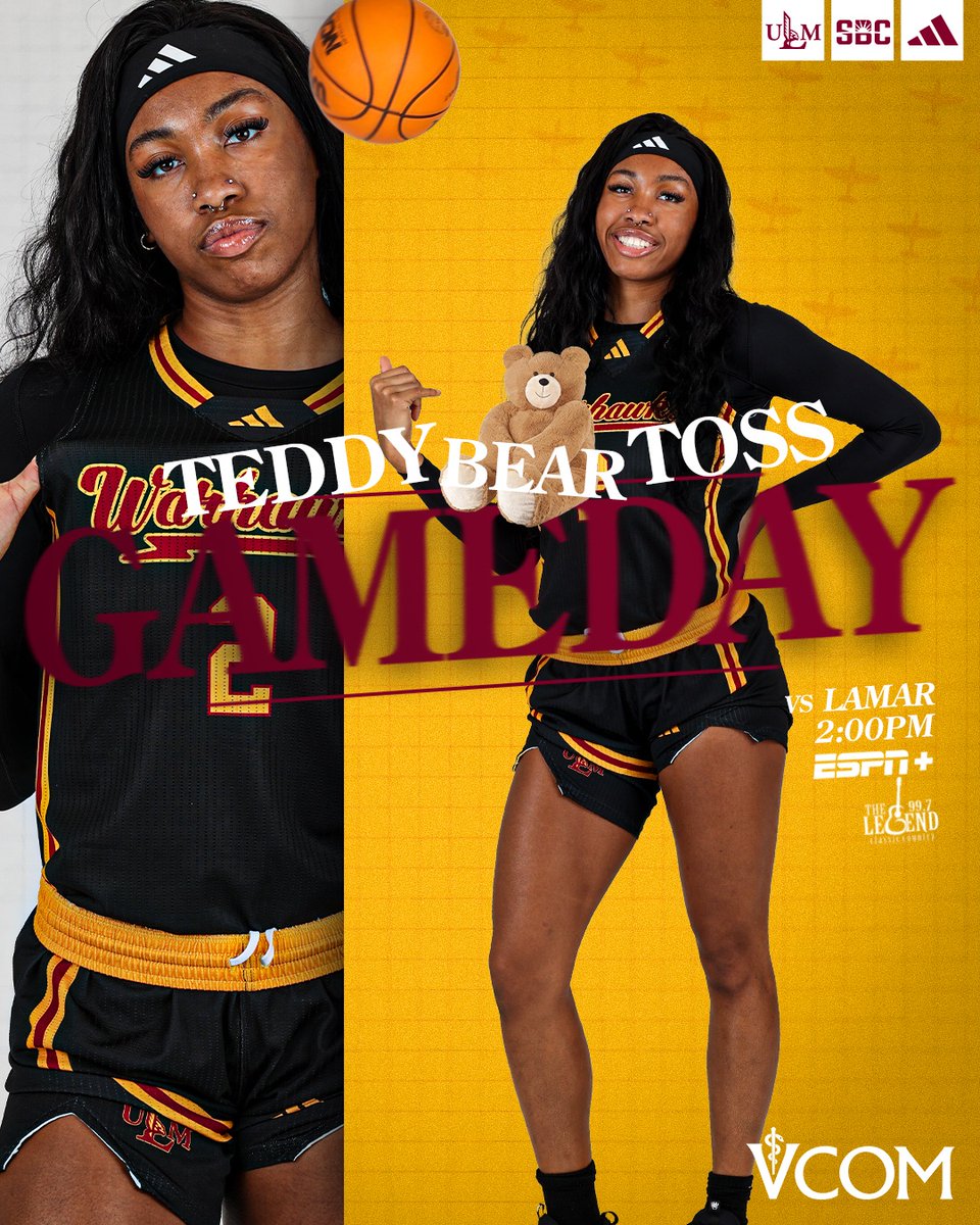 ULMwbb's tweet image. Tossing teddy bears vs. Lamar🧸

🆚 Lamar
🕑2 p.m.
🏟️ Fant-Ewing Coliseum
🎟️ ulmwarhawks.com/tickets
📺 ESPN+ | bit.ly/48vYcrV
📻 KRJO 99.7 | bit.ly/4odB1HB