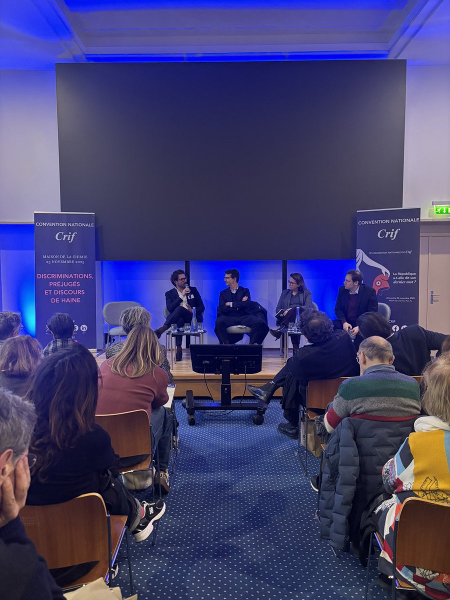 <a href="/BEIZERMANNNath1/">BEIZERMANN Nathalie</a> <a href="/BanonTristane/">Tristane Banon</a> <a href="/FredericDabi/">Frédéric Dabi</a> <a href="/PresidentBBE/">Serge Dahan</a> <a href="/Imam1chalghoumi/">IMAM CHALGHOUMI</a> <a href="/NoraBussigny/">Bussigny Nora</a> <a href="/auroreberge/">Aurore Bergé</a> <a href="/Yonathan_Arfi/">Yonathan Arfi</a> <a href="/Ipsosbva/">Ipsos bva</a> <a href="/Ph_Aghion/">Aghion Philippe</a> <a href="/xavierbertrand/">Xavier Bertrand</a> <a href="/Olivennes/">Denis Olivennes</a> <a href="/jmblanquer/">Jean-Michel Blanquer</a> <a href="/EricDanon/">Eric DANON</a> <a href="/ShannaOrlik/">Shanna Orlik 🎗️ שאנה אורליק</a> <a href="/PrGaillard/">Prof Raphael Gaillard</a> <a href="/EtienneKlein/">Etienne KLEIN</a> <a href="/SachaGhozlan/">Sacha Ghozlan</a> <a href="/jf_cope/">Jean-François Copé</a> <a href="/BlancheLeridon/">Blanche Leridon</a> <a href="/BenjaminMorel/">Benjamin Morel-Allen</a> <a href="/philippemeyer92/">Philippe Meyer</a> <a href="/JCFromantin/">J-C Fromantin</a> <a href="/phaddad_off/">Patrick Haddad</a> <a href="/AgnesPottierD/">Agnès Pottier-Dumas</a> <a href="/YossMurc/">Yossef Murciano</a> <a href="/uejf/">UEJF</a> <a href="/PierreLevyDiplo/">Pierre Lévy</a> #ConvCrif - Conférence-débat « Discriminations, préjugés et discours de haine »
Animée par <a href="/clairehedon/">Hedon Claire</a>, défenseure des droits, <a href="/Vincent_Peillon/">Vincent Peillon</a>, ancien ministre et philosophe, Johanne Gurfinkiel <a href="/johgurfinkiel/">Gurfinkiel Johanne</a>, secrétaire général de la CICAD et <a href="/ottmathias1/">Mathias Ott</a>, président de la