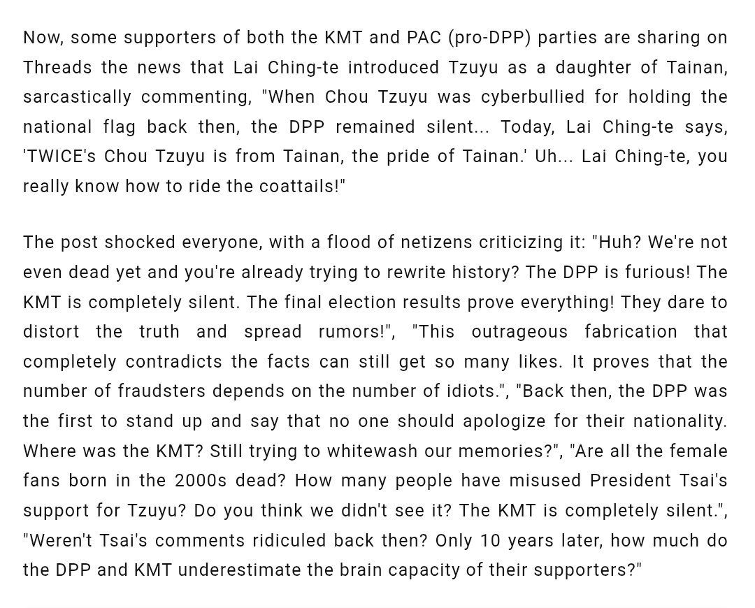 Taiwanese political parties and their supporters having fanwar over who is actually supports Tzuyu and who's a fake supporter😭