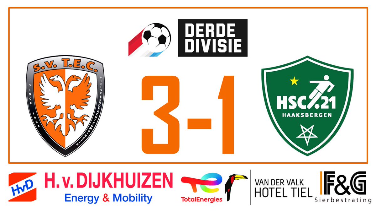 Afgelopen op sportpark De Lok in Tiel
Na een zware onvoldoende in de eerste helft een ruime voldoende in de tweede helft waarin de 0-1 achterstand wordt omgebogen in een 3-1 overwinning met 3 broodnodige punten 
#techsc