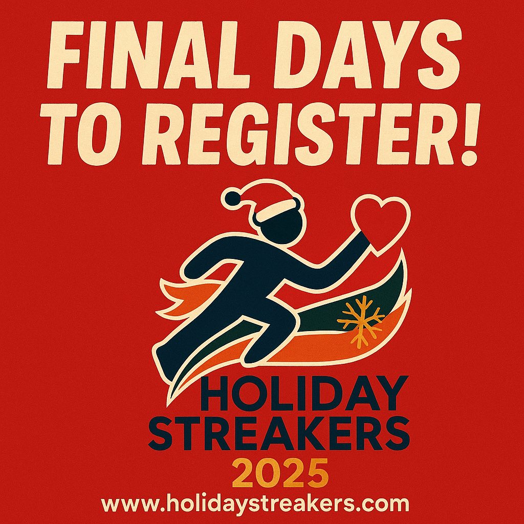 FINAL DAYS TO REGISTER!
If you’ve been waiting for a sign… this is it.
15 minutes a day. 36 days. One incredible community.
Do it for yourself. Do it for our recipient families.
Tag a friend + register now👇
holidaystreakers.com
#HolidayStreakers2025