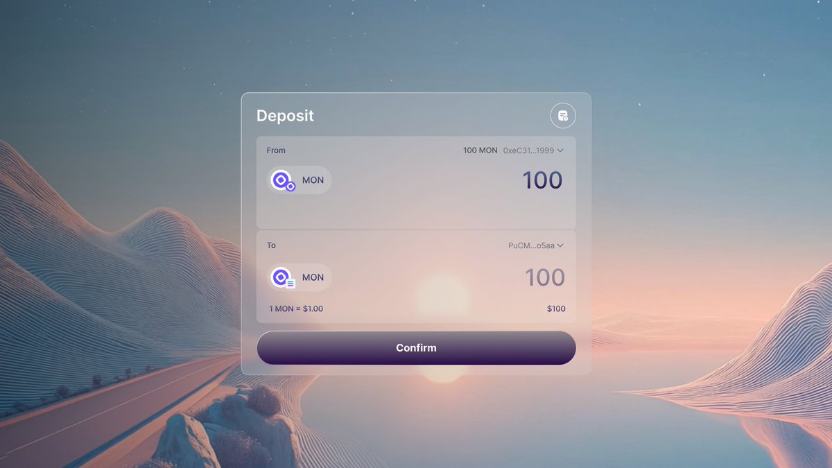 Screenshot of the Sunrise deposit interface for transferring MON tokens to Solana