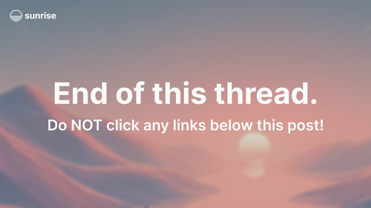 Warning image marking the end of the Sunrise thread to avoid scam links