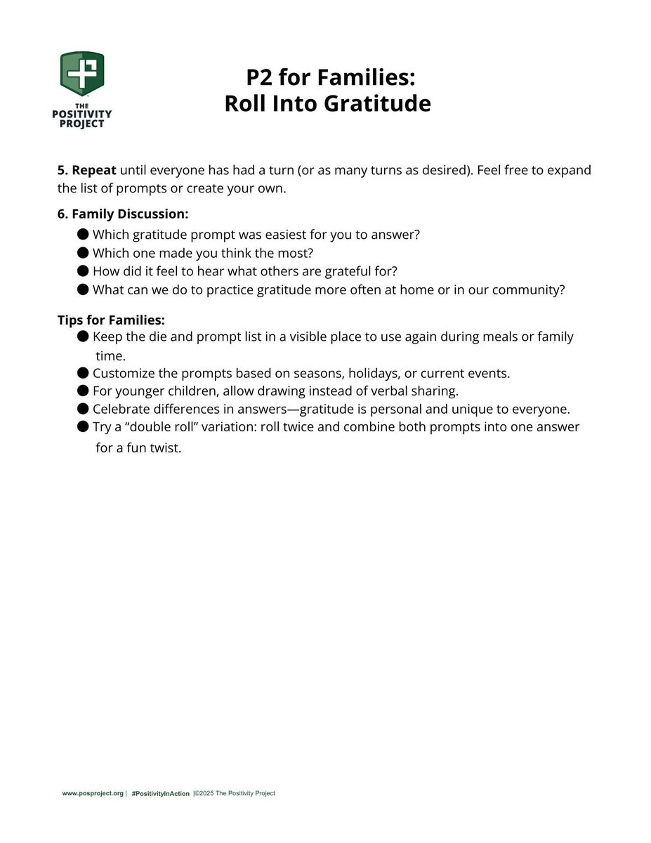 PosProject's tweet image. Curious as to how our family activities are set out?

Here&apos;s a sneak peek!

Sign up for our Parent Newsletter now so you never miss an activity: 
posproject.org/how-it-works/f…

#PositivityInAction #P2forFamilies #RainyDay #Gratitude #HolidayGames