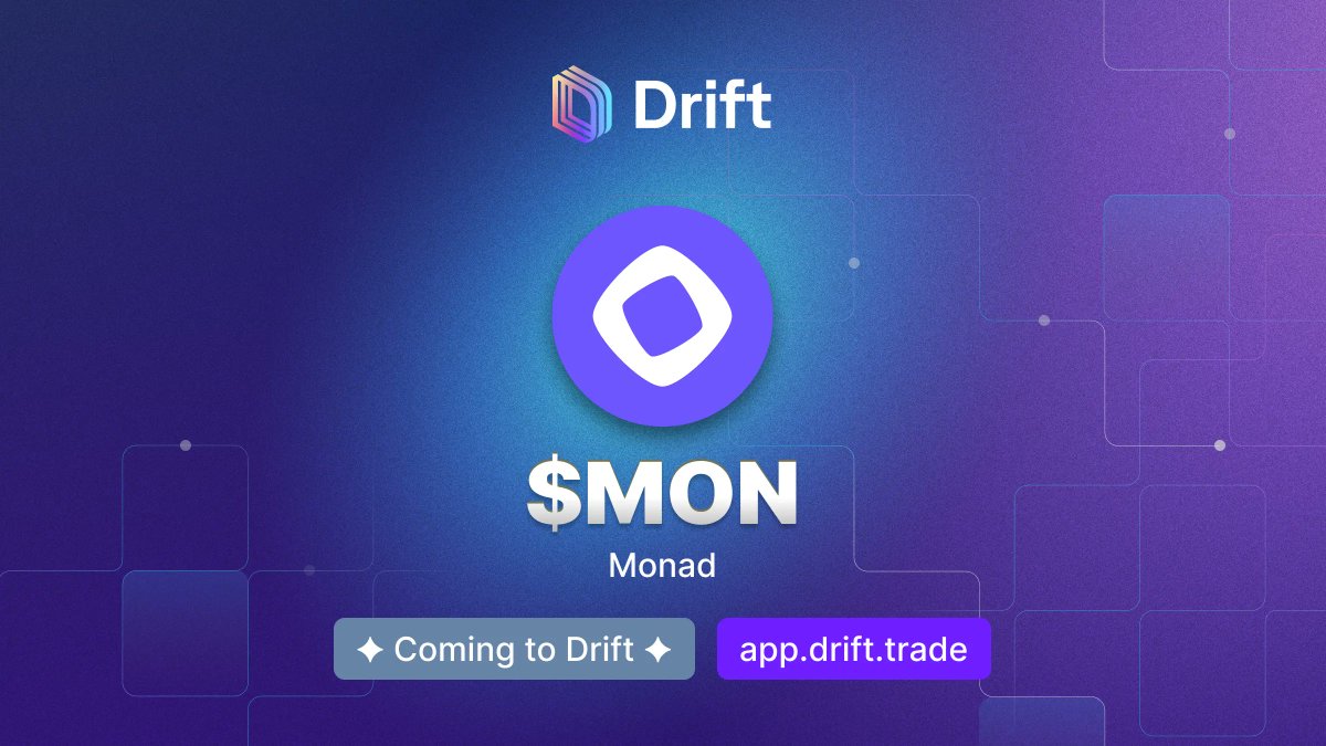 DriftProtocol's tweet image. Drift will list $MON by @monad on Day 1.

Trade Monad on Solana and never stay sidelined.