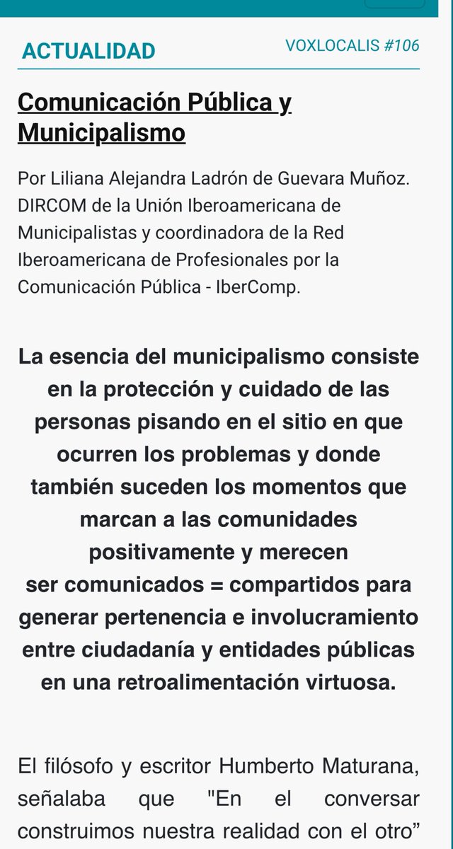 Te invito a leer este artículo que une mi pensar en relación a los dos temas que me apasionan:
#Municipalismo
#ComunicaciónPública 

Valoro los comentarios que me quieras dejar 
voxlocalis.net/numero106/arti…