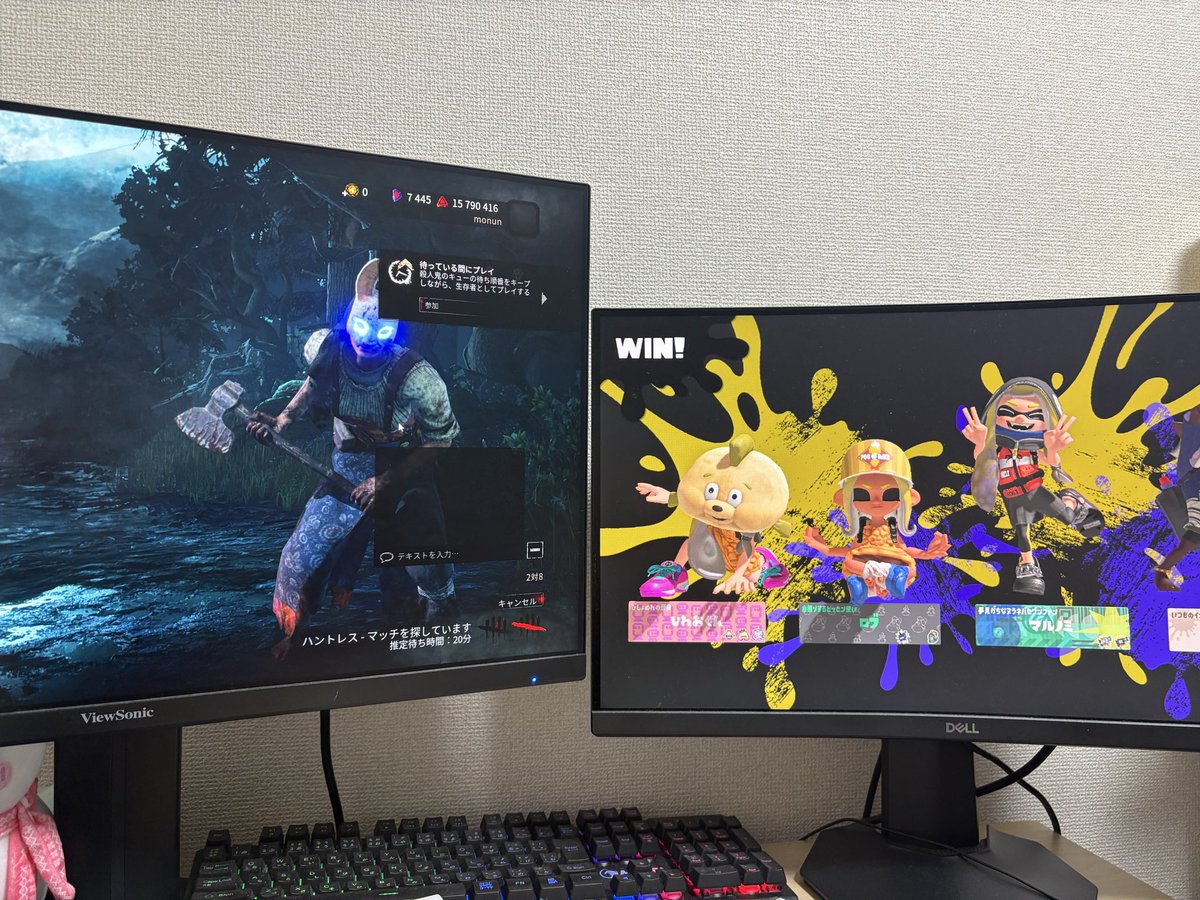 monunchan_'s tweet photo. DBDマッチ中にスプラ https://t.co/tBv0TbmtMO