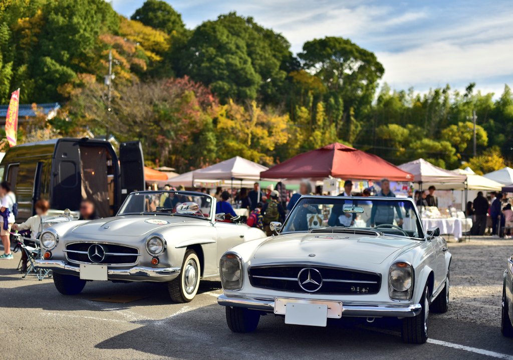 茶色のメルセデス280SL、中も外も良い色✨