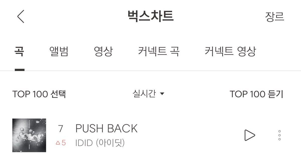 idpeaceidid's tweet image. IDID 아이딧 &apos;PUSH BACK&apos; - 0AM [KST].

#7 벅스 Bugs [+5] *new peak

#IDID #아이딧 #PUSH_BACK @IDID_starship