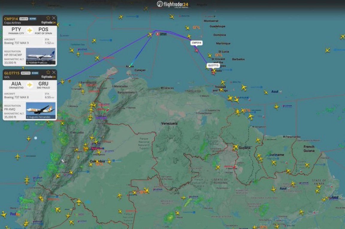 thewonkin's tweet image. 🇻🇪Venezuela Flight Disruption After US Warning

FAA issues a alert over “hazardous” Venezuelan airspace citing military activity amid major US naval buildup in Caribbean

Multiple airlines suspend #Caracas flights-
Avianca, Gol, TAP, Iberia (indefinite)

#Venezuela #Trump #له_ال